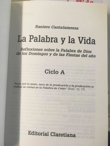 La Palabra Y La Vida Ciclos A,b Y C, Raniero Cantalamessa