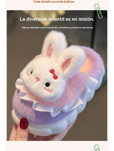 Zapatillas De Algodón Para Niños Y Niñas Con Forma De Conejo