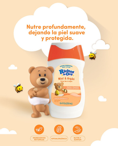 3 Crema Corporal Grisi Ricitos De Oro Miel Y Argán 250ml