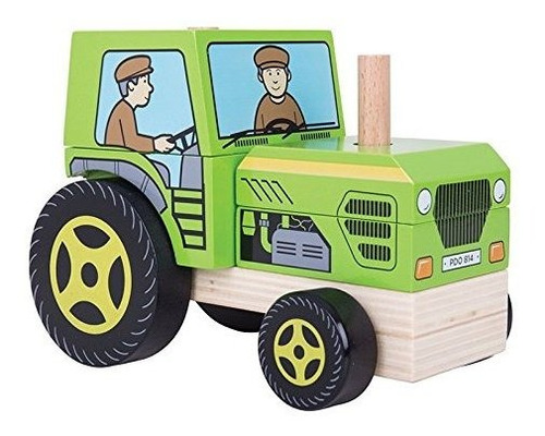 Bigjigs Toys Juguete De Tractor De Madera Apilamiento