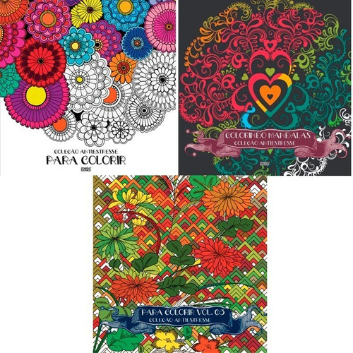Kit 3x Livro Pixel Art Books Colorindo Mandalas Antiestresse