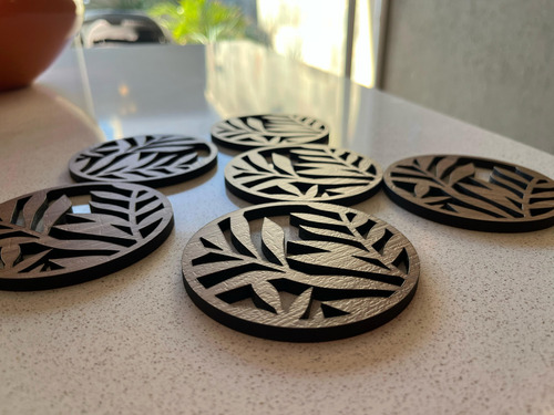 Apoyavaso Posavaso Deco Moderno Decoracion De Mesa Mdf Wit Posa Vaso Hojas Hojas Palmera