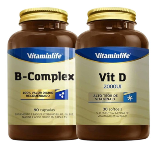 Kit B Complex B1 B 12 + Vitamina D Vitaminlife Vitaminas Sabor Sem Sabor