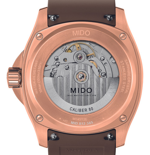 Reloj Hombre Mido M049.526.37.291.00 Multifort Tv Big Date Correa Marrón Bisel Rosa Fondo Marrón