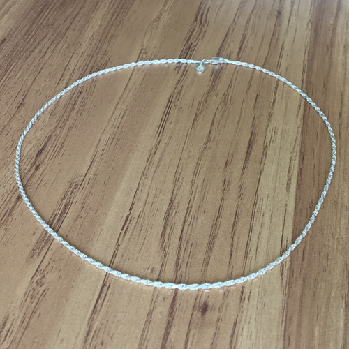 Imagen 2 de 10 de Cadena Torzal De Plata 925 De 45 Cm Diamantada Mujer Agálea