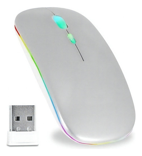 Mouse Notebook Sem Fio Recarregável Wireless Led Cor Cinza