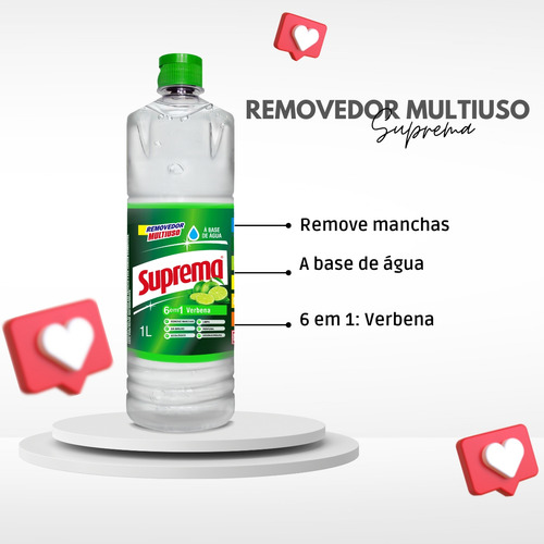 2 Unid. Removedor Multiuso Suprema 1 L Verbena Limpeza Geral