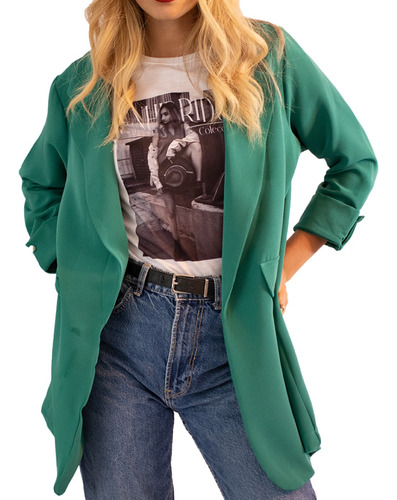 Saco Blazer Verde Casual Outfit Oficina 