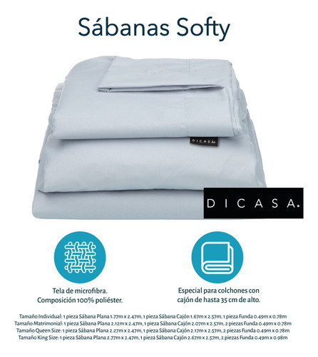 Combo Individual Edredon Dicasa Homy + Sábanas Softy + One