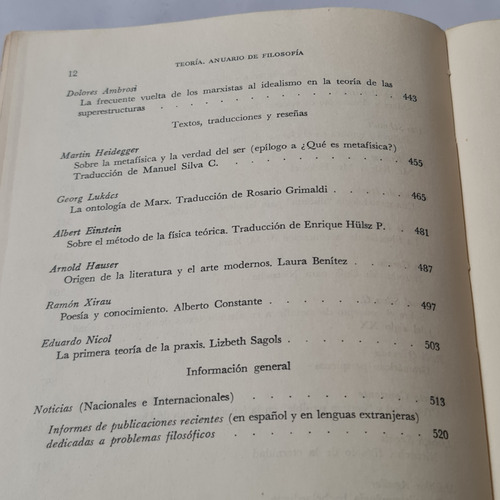 Teoria Anuario De Filosofía 1980 Año 1 Num. 1 (Usado)