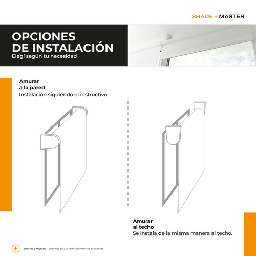 Cortina roller Shade Master Blackout CORT0014 de 140cm x 140cm liso color blanco - unidad por 1