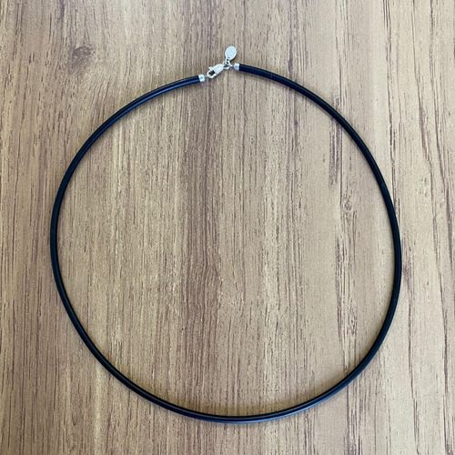 Collar Caucho Broche De Plata 925 Hombre 3mm Medidas Agálea