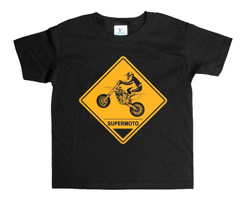 Remera Negra Niños Motos R193