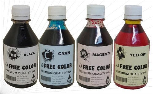 Kit 4 Col Tinta Premium Free Color Dye P/ Epson 1000ml Total