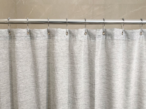 Imagen 3 de 5 de Cortina De Baño Tela Lino + Ganchos + Protector