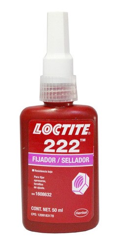 Fijador De Roscas Loctite 222 Resistencia Baja 50 Ml