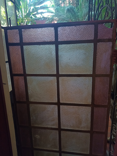 Puerta Mampara De Hierro Y Vidrio, Antigua, Original Varios (Usado)