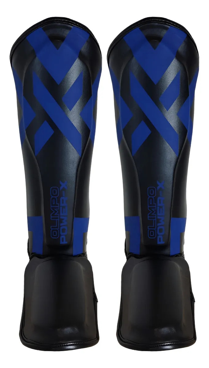 Caneleira Muay Thai Protetor De Canela Olimpo Esportes Cor Azul Tamanho P