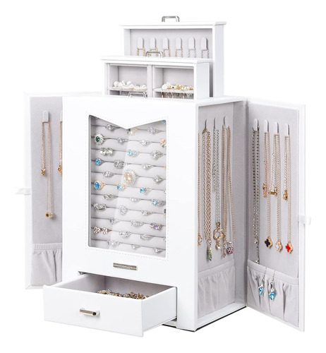 Homde Jewelry Organizer Con Collar De Ventana De Vidrio Real