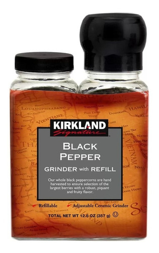Pimienta Negra Y Molinillo Rellenable Kirkland 357g