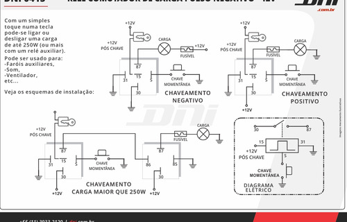 Relé Comutador De Carga Pulso Negativo 12v 5 Pinos