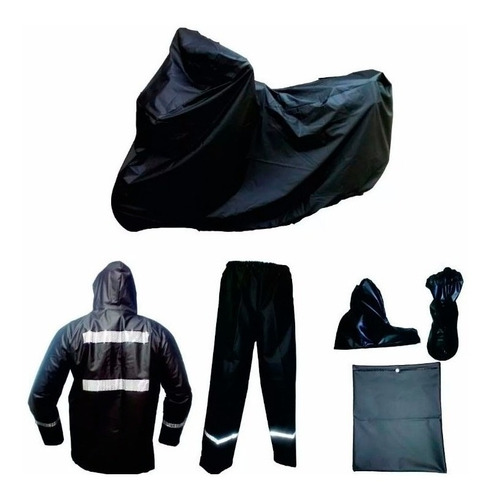 Kit X4 Impermeable Moto Pijama + Traje 4 Piezas Reflectivo