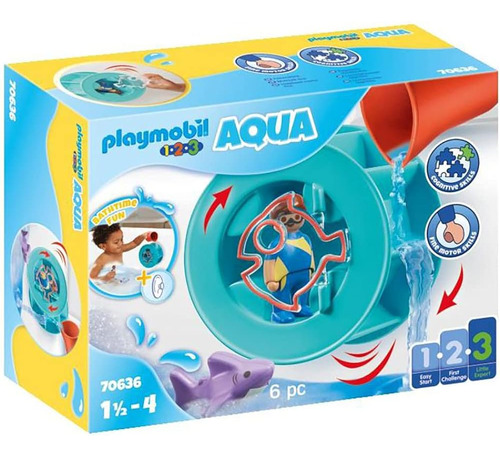 Playmobil 1.2.3 Rueda Acuática Aqua Con Tiburón Bebé