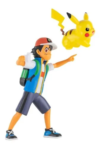 Pack 2 Figuras Pokemon Ash & Pikachu 11 Cm Coleccion De Lujo