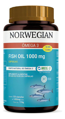 Ômega 3 Norwegian 1000mg 120 Cápsulas Sidney Oliveira