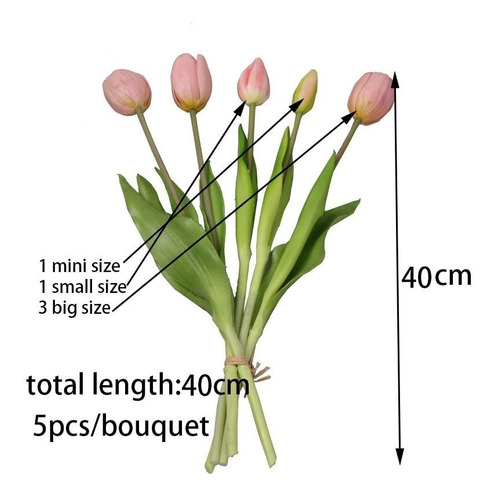 5pcs Realistic Soft Glue Tulip Faux Decoration