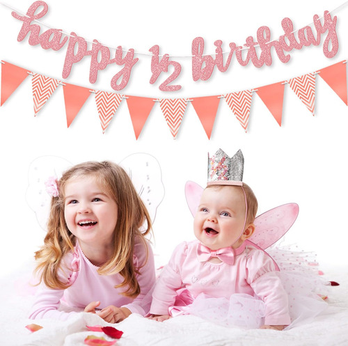Banner Spakon Glitter De Medio Cumpleaños De 6 Meses Banner