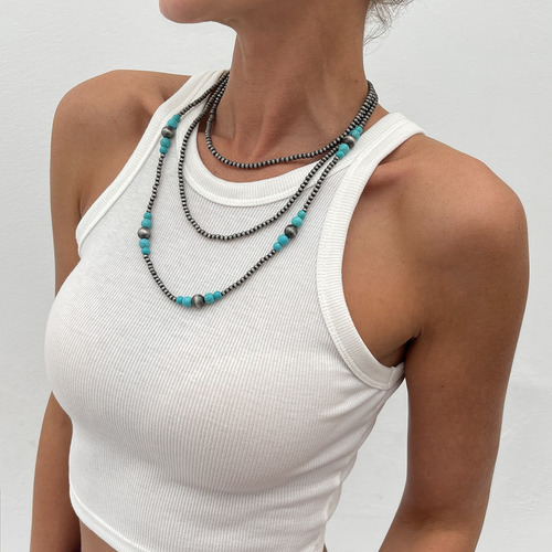 Collar Vintage De Perlas De Plástico Con Cadena De Clavícula