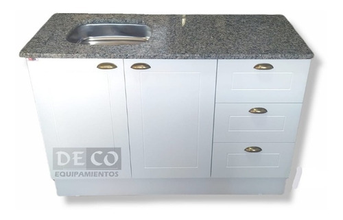 Mueble Cocina Mdf,mesa Granito 1.22x054x84,pileta Acero Deco