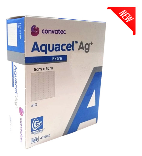 Aquacel Ag+ Extra Apósito Hidrofibra 5cm X 5cm Caja C/10 Pz