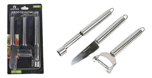 Set 3 Piezas Cuchillo, Descorazonador Y Pelador