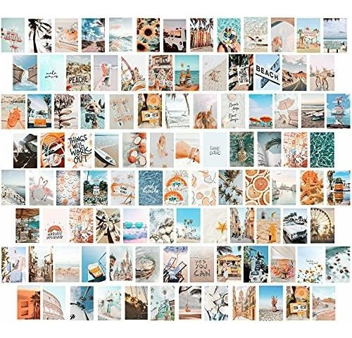 Pósteres Koskimer 100pcs Blue Wall Collage Kit Aesthetic Pic