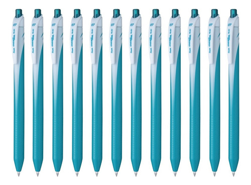 Bolígrafos Retráctiles Pentel Energel Bl437 0.7mm 12 Piezas Color De La Tinta Turquesa