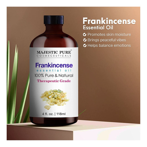 Majestic Pure Aceite Esencial De Incienso De Grado Terapéutico, Aceite Puro Y Natural De Alta Calidad, 4 Onzas Líquidas