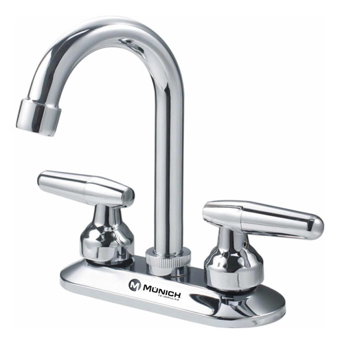 Llave Mezcladora Lavabo Cuello Alto Cuerpo Metal Acero Inox