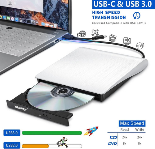 Quemador Reproductor Dvd Cd Externo Usb 3.0 Slim Macbook