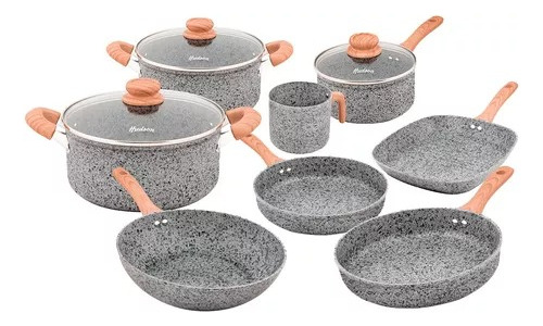 Set X 11 Cacerola Sarten Wok Jarro Bifera Granito Stone