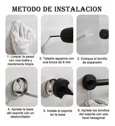 Toallero Baño Acero Inoxidable Juego De Gancho 7 Pzs