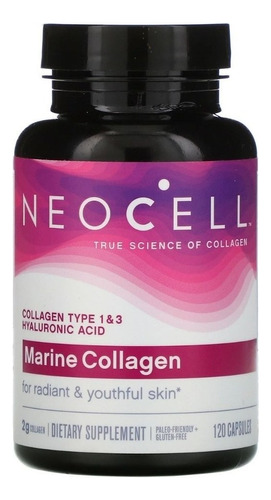 Colágeno Marino Tipo  1 Y 3 Acido Hialurónico Neocell 120ct Tipo De Piel N/a