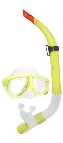 Combo Mascara Y Snorkel Escualo Amarillo Modelo Coral