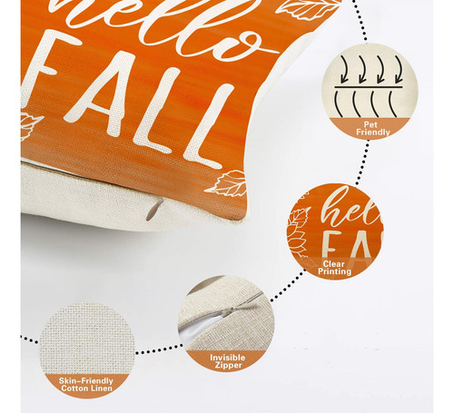 Softxpp Hello Fall Lumbar Lumbar Decorative Throw Cubierta D