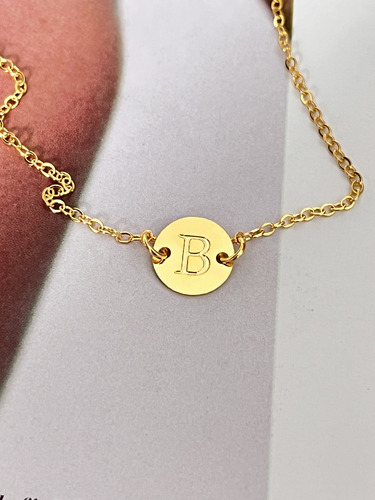 Pulseira De Elos Com Letra B Banhada A Ouro