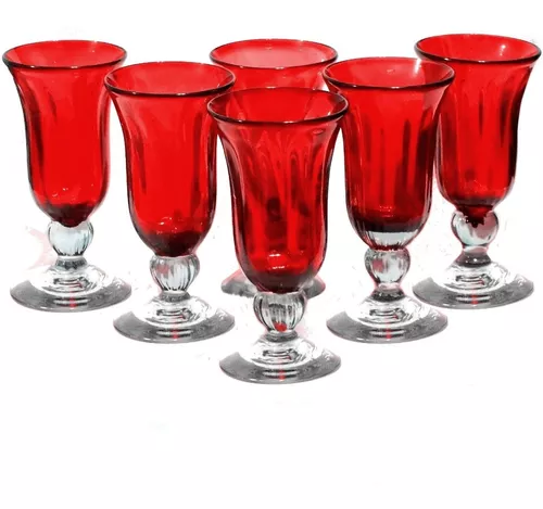  WHOLE HOUSEWARES Copa de vidrio de color vintage (rojo