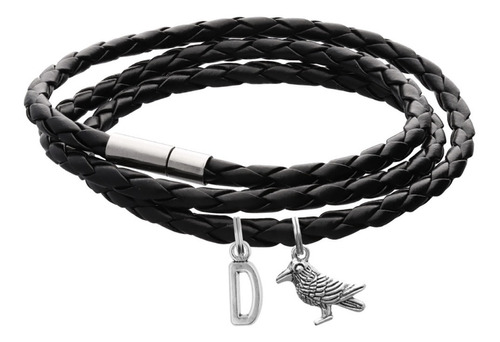 Pulsera Cuervo Gótico Brazalete Dije Ave Animal Dark Letra