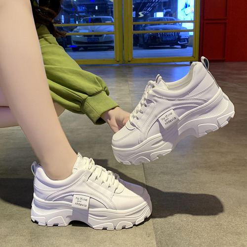 Zapatillas Con Plataforma Para Mujer, Suela Gruesa, Zapatos Casuales Con Cordones