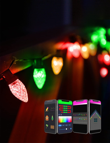 C7 - Cadena De Luces De Navidad Para Exteriores Con Pantalla